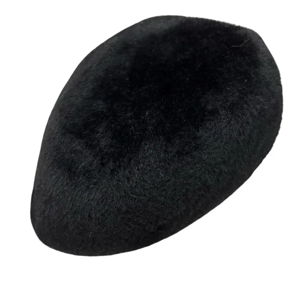 Vintage Mid Century Marche Exclusive beret cap hat black fuzzy warm size 23